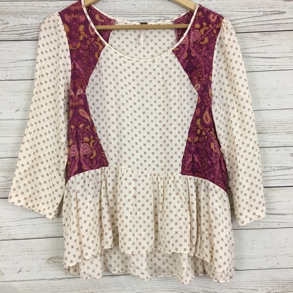 Free People Tops - Free People boho paisley peplum hi lo top